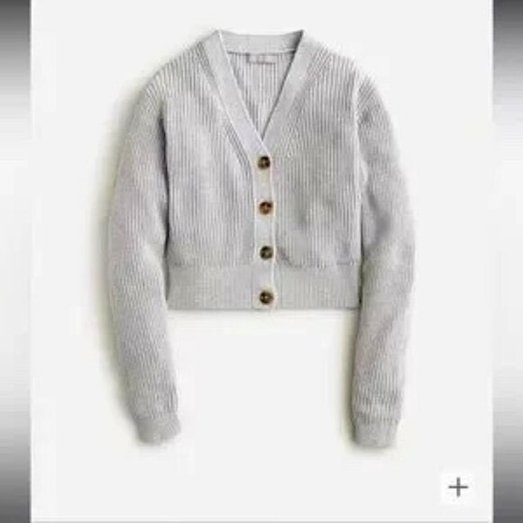 J. Crew Sweaters - J.Crew Cotton-blend cropped V-neck cardigan sweater | Medium| Heather Dove| NWOT